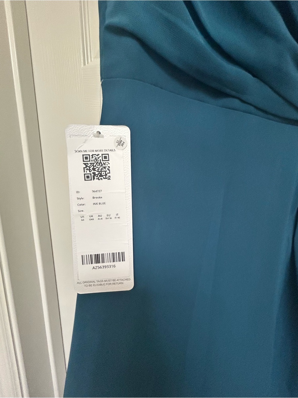 NWT Azazie teal one-shoulder formal dress size 4 - Picture 3 of 5